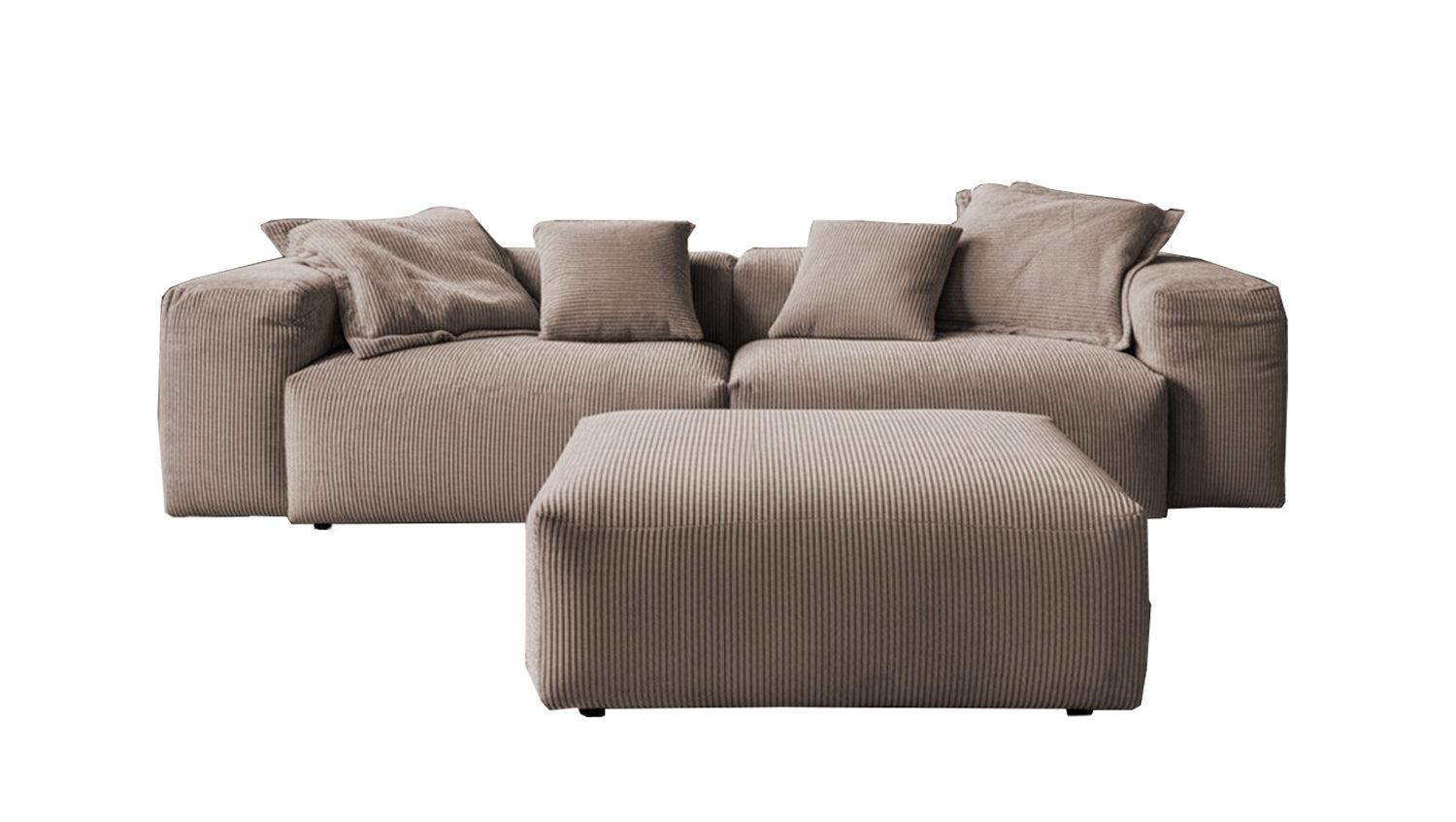 KAWOLA Sofa CELESTE 4-Sitzer mit Hocker Cord taupe