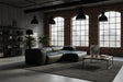 KAWOLA Sofa CELESTE 4-Sitzer mit Hocker Lederfaserstoff schwarz