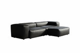 KAWOLA Sofa CELESTE 4-Sitzer mit Hocker Lederfaserstoff schwarz
