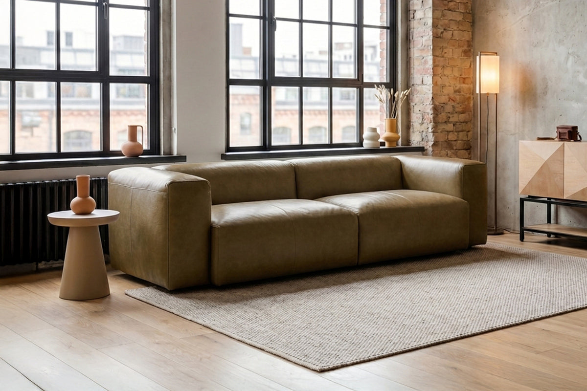 KAWOLA Sofa CELESTE 4-Sitzer Leder camel