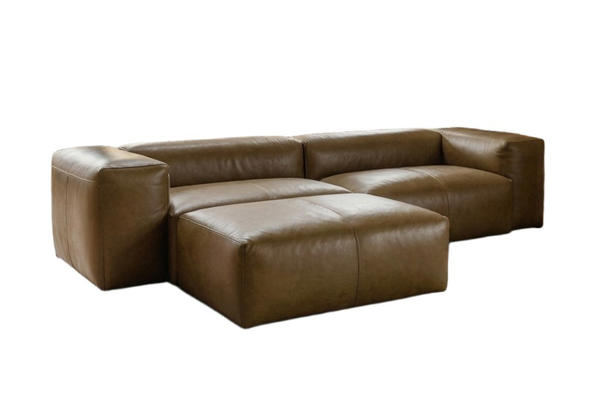 KAWOLA Sofa CELESTE 4-Sitzer Leder camel
