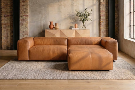 KAWOLA Sofa CELESTE 4-Sitzer Leder cognac