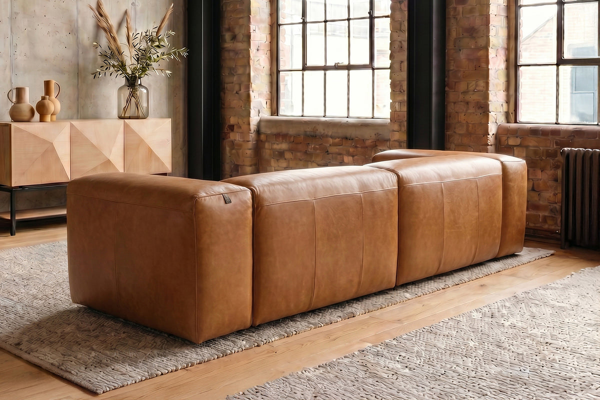 KAWOLA Sofa CELESTE 4-Sitzer Leder cognac