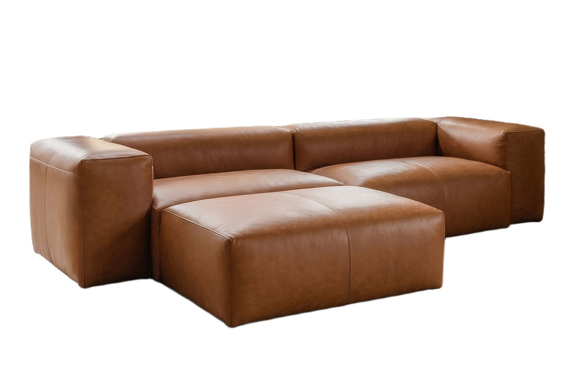 KAWOLA Sofa CELESTE 4-Sitzer Leder cognac