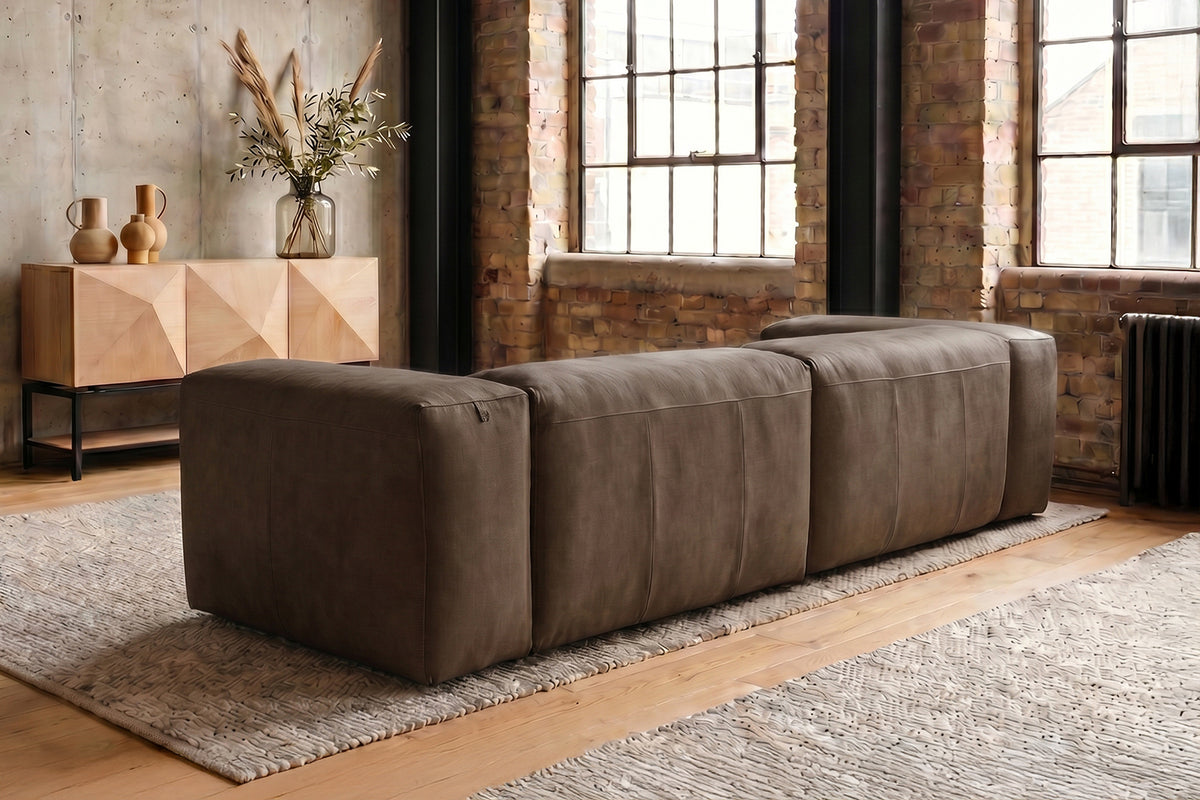 KAWOLA Sofa CELESTE 4-Sitzer Leder dunkelbraun