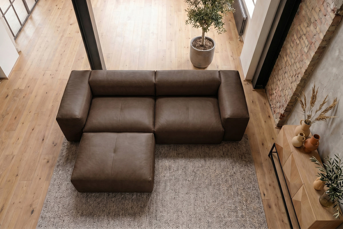 KAWOLA Sofa CELESTE 4-Sitzer Leder dunkelbraun