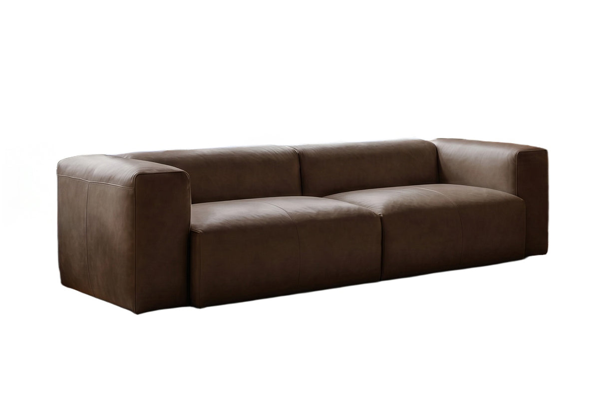 KAWOLA Sofa CELESTE 4-Sitzer Leder dunkelbraun