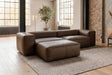 KAWOLA Sofa CELESTE 4-Sitzer Leder dunkelbraun, Mit Fußhocker