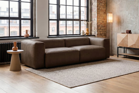 KAWOLA Sofa CELESTE 4-Sitzer Leder dunkelbraun, Ohne Zusatzausstattung