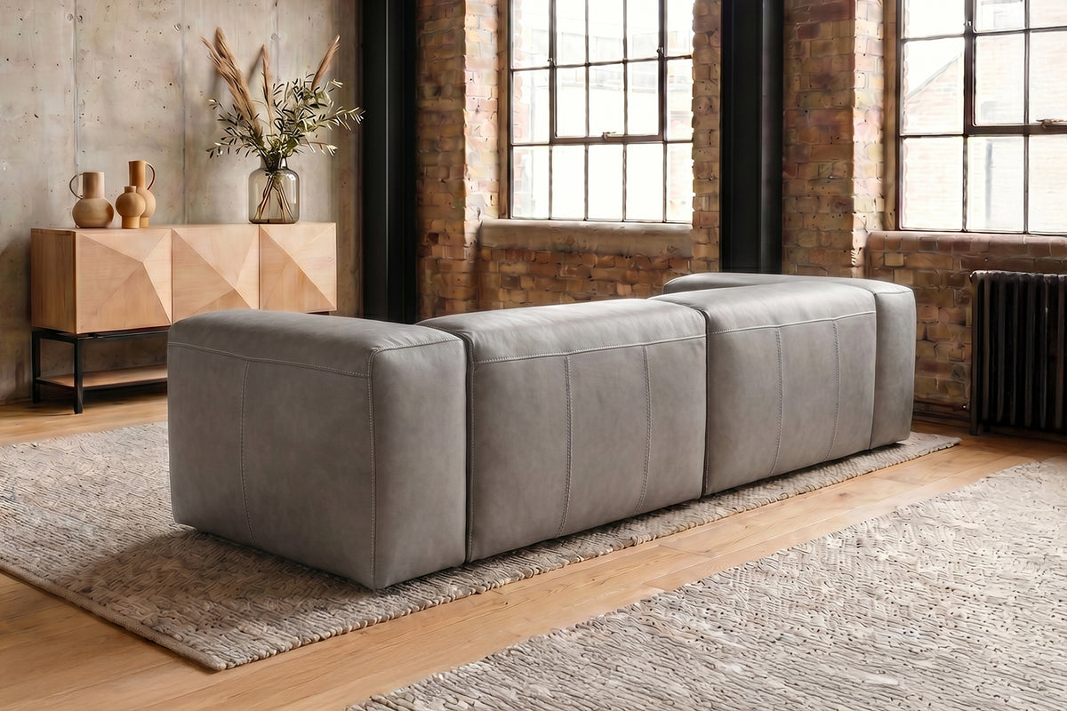 KAWOLA Sofa CELESTE 4-Sitzer Leder grau