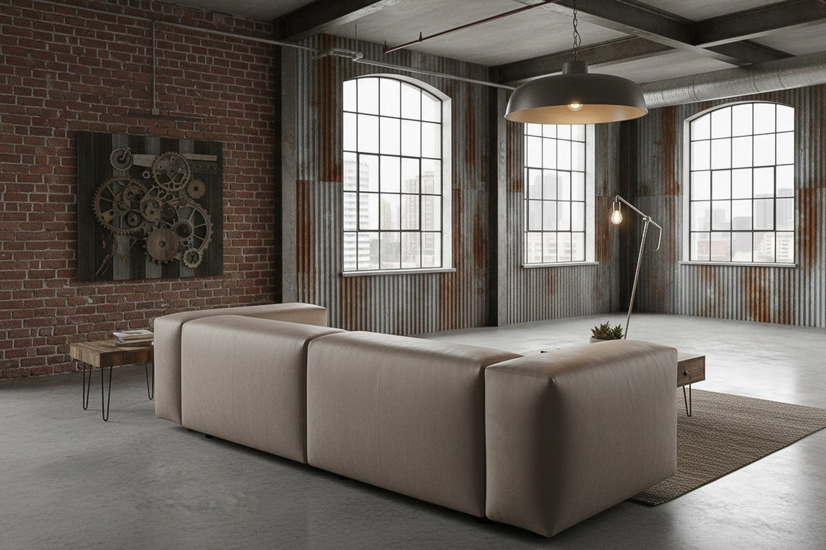 KAWOLA Sofa CELESTE 4-Sitzer Lederfaserstoff anthrazit