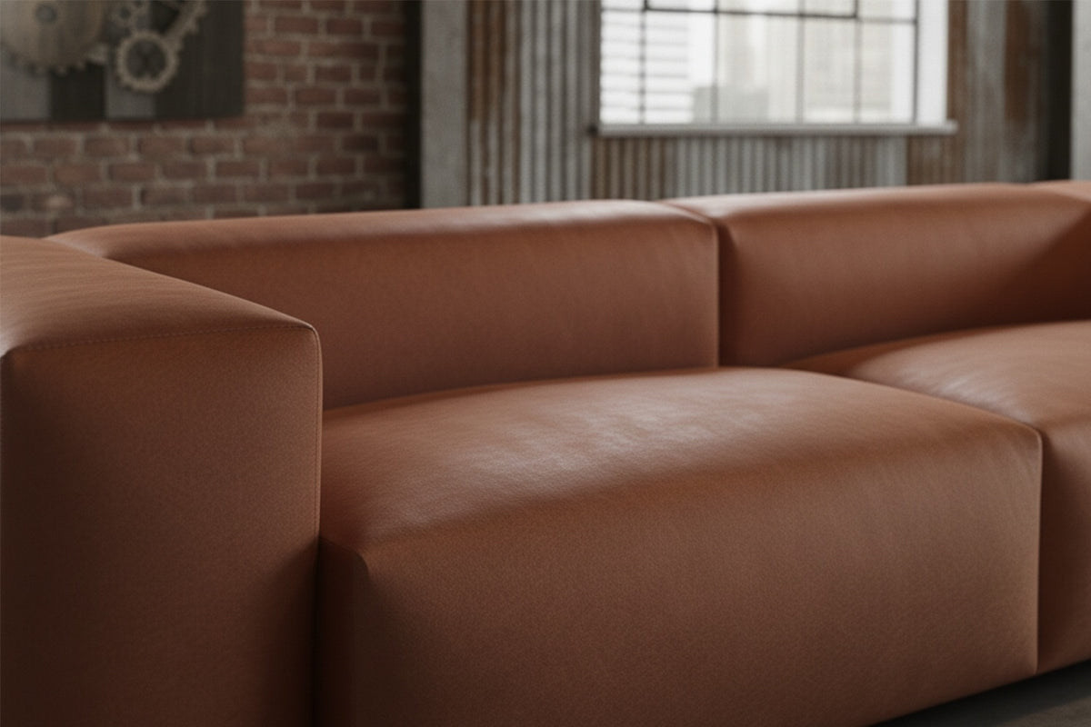 KAWOLA Sofa CELESTE 4-Sitzer Lederfaserstoff cognac