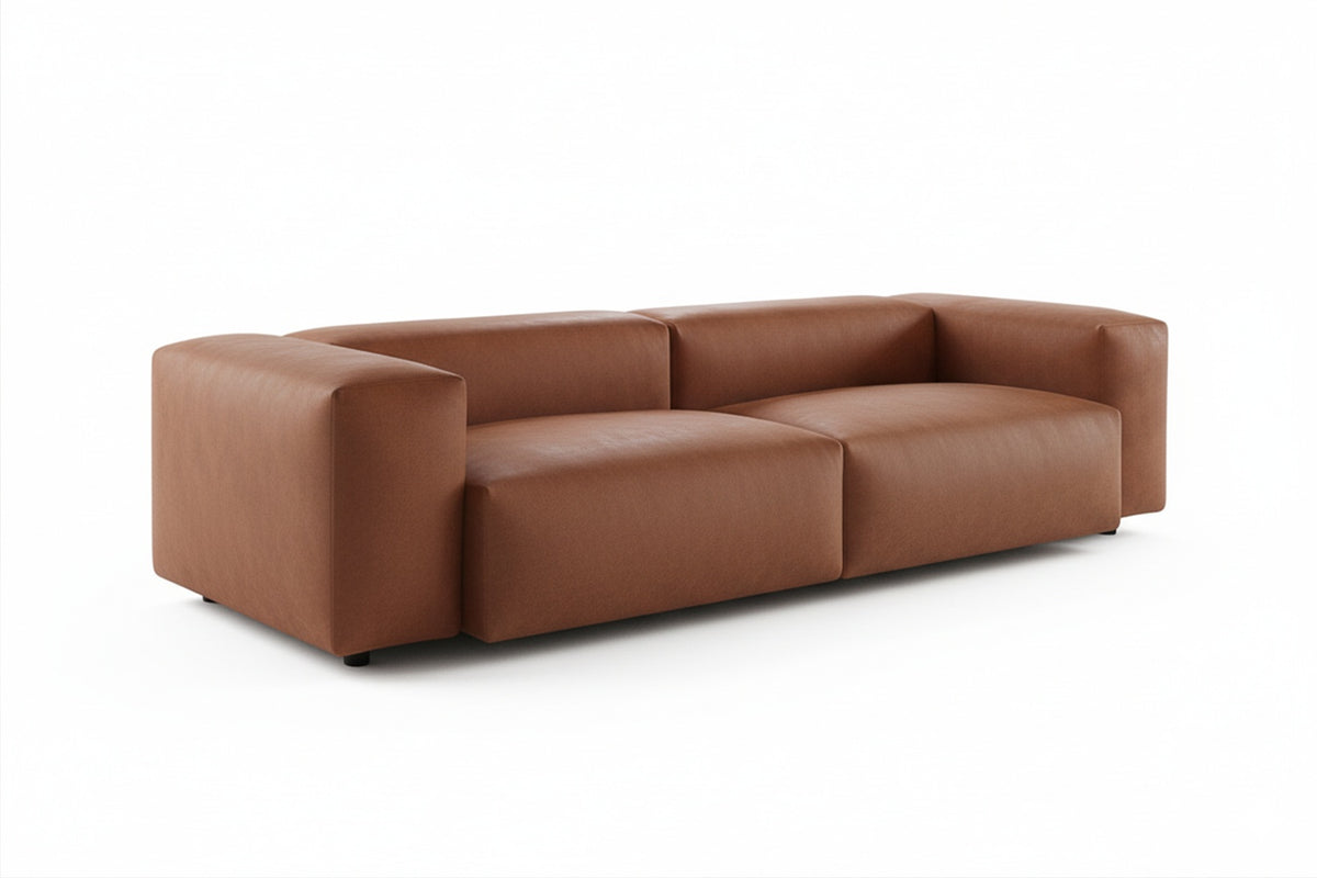 KAWOLA Sofa CELESTE 4-Sitzer Lederfaserstoff cognac