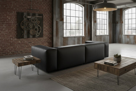KAWOLA Sofa CELESTE 4-Sitzer Lederfaserstoff schwarz