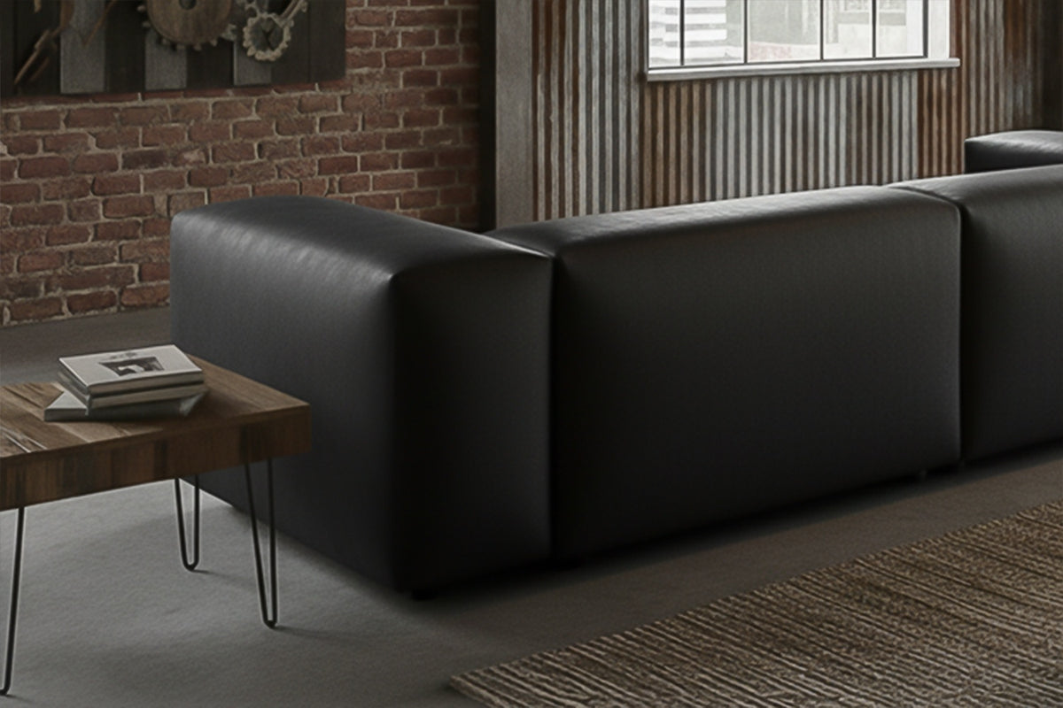 KAWOLA Sofa CELESTE 4-Sitzer Lederfaserstoff schwarz