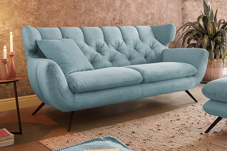 KAWOLA Sofa CHARME Cord hellblau, 3-Sitzer