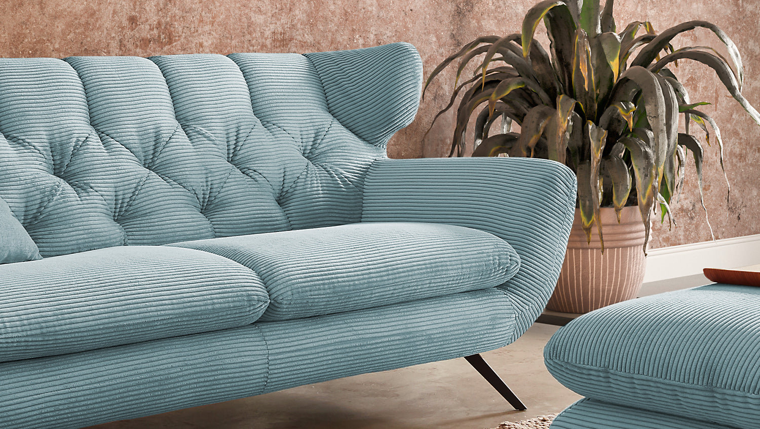 KAWOLA Sofa CHARME Cord hellblau