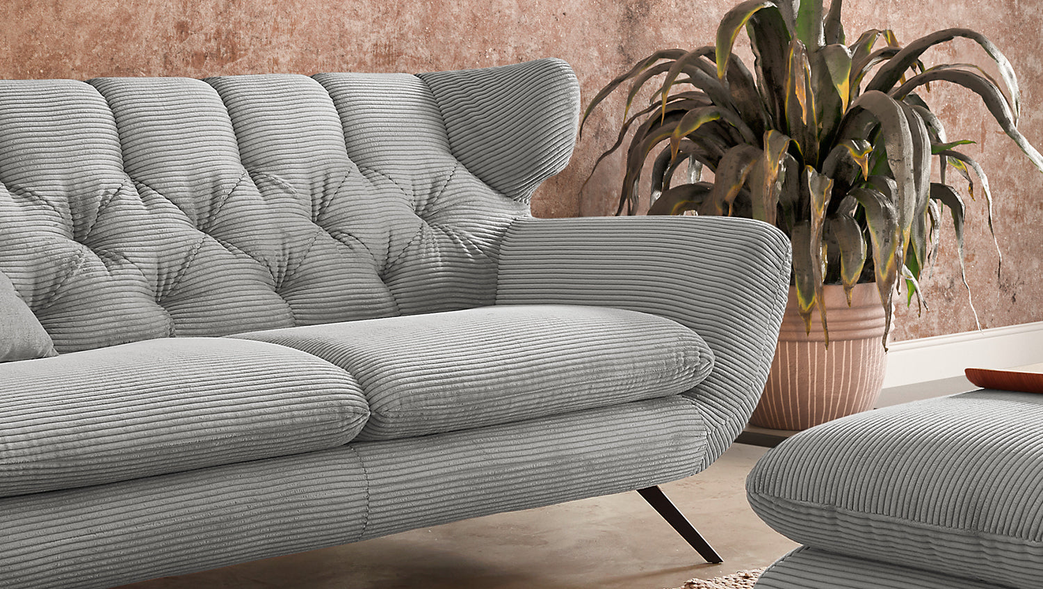 KAWOLA Sofa CHARME Cord hellgrau