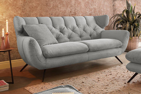 KAWOLA Sofa CHARME Cord hellgrau, 3-Sitzer