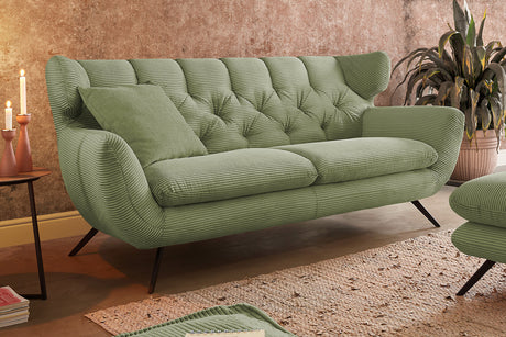 KAWOLA Sofa CHARME Cord olivgrün, 2-Sitzer