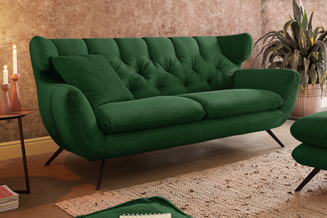 KAWOLA Sofa CHARME Cord smaragd, 3-Sitzer