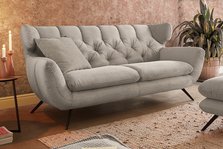 KAWOLA Sofa CHARME Cord steingrau, 3-Sitzer