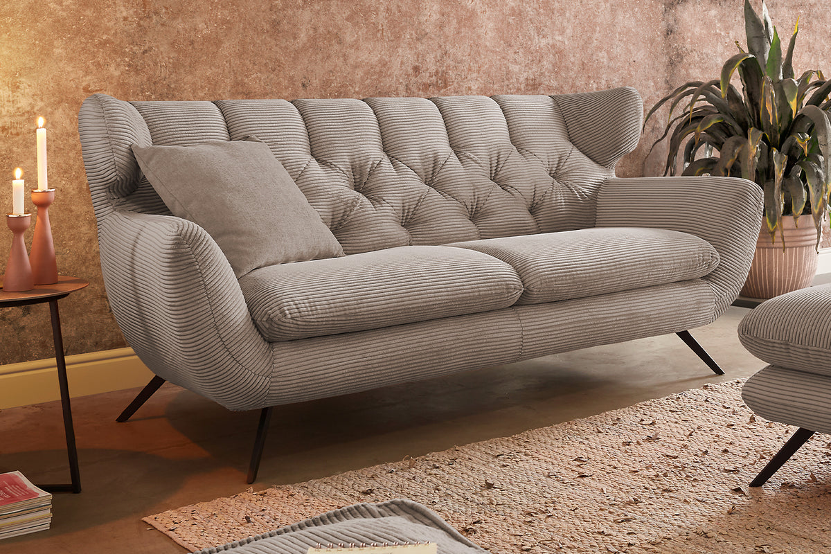KAWOLA Sofa CHARME Cord taupe, 2.5-Sitzer