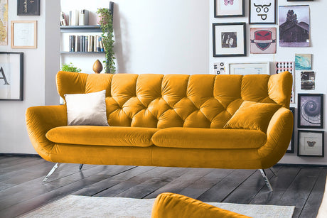 KAWOLA Sofa CHARME Velvet curry, 2-Sitzer