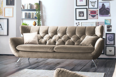 KAWOLA Sofa CHARME Velvet sand, 2-Sitzer