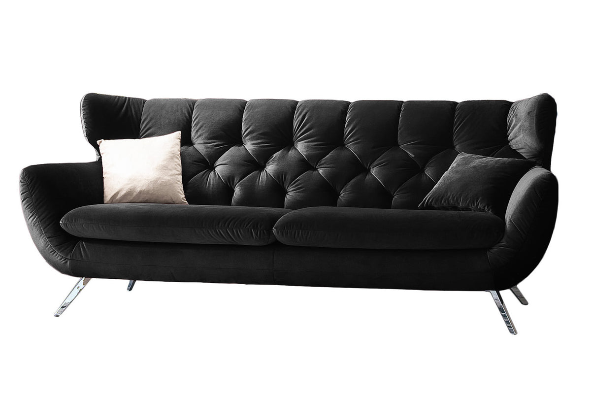 KAWOLA Sofa CHARME Velvet schwarz