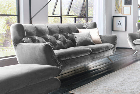 KAWOLA Sofa CHARME Velvet silber