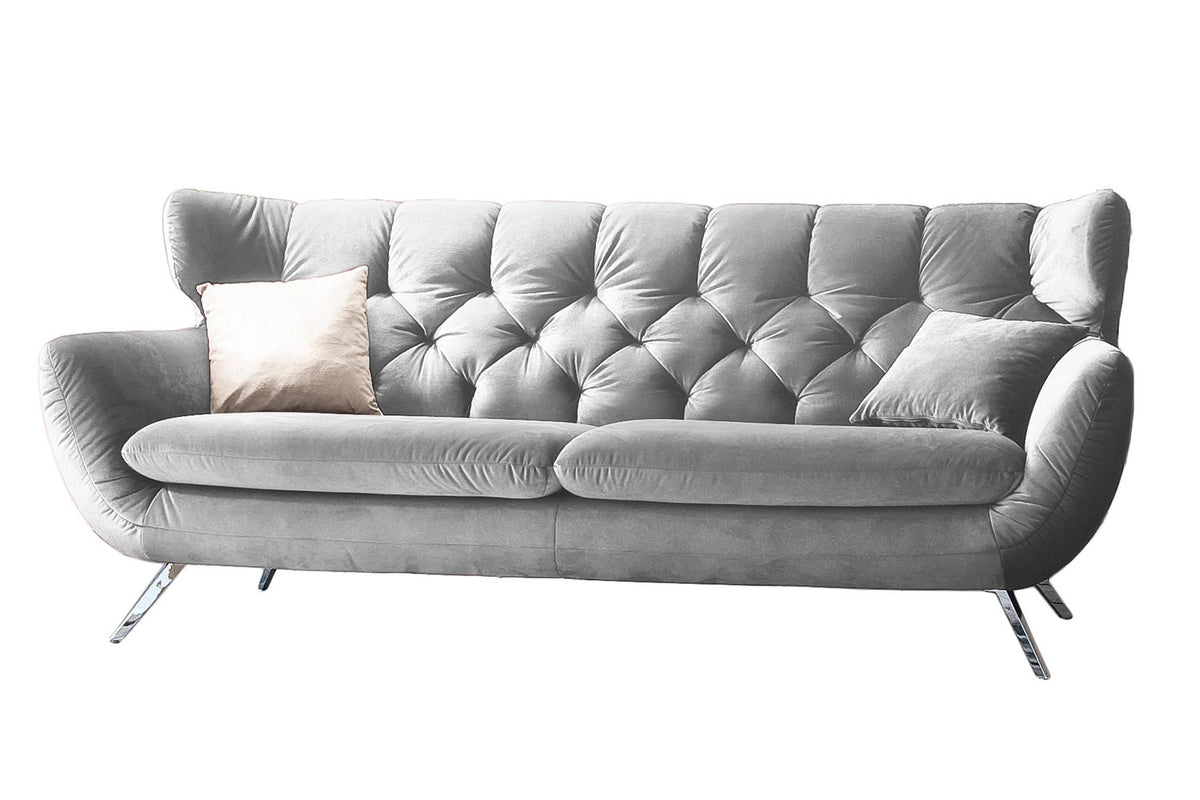 KAWOLA Sofa CHARME Velvet silber