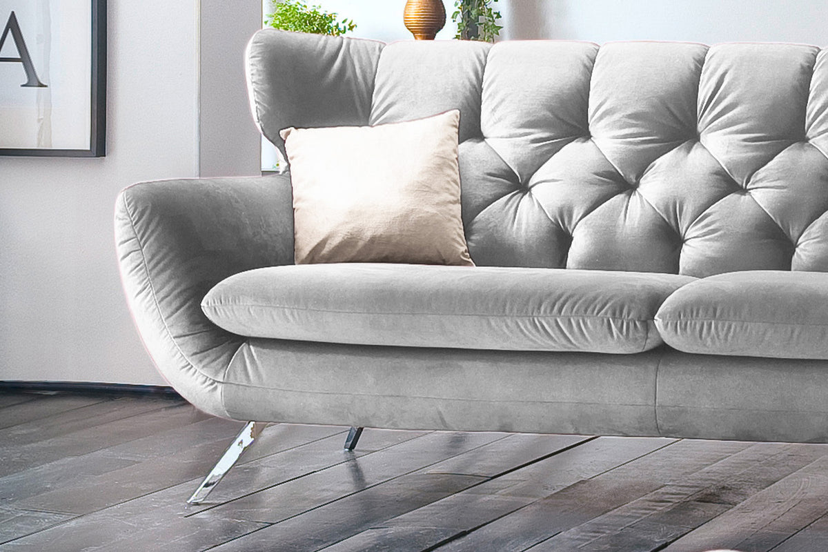 KAWOLA Sofa CHARME Velvet silber