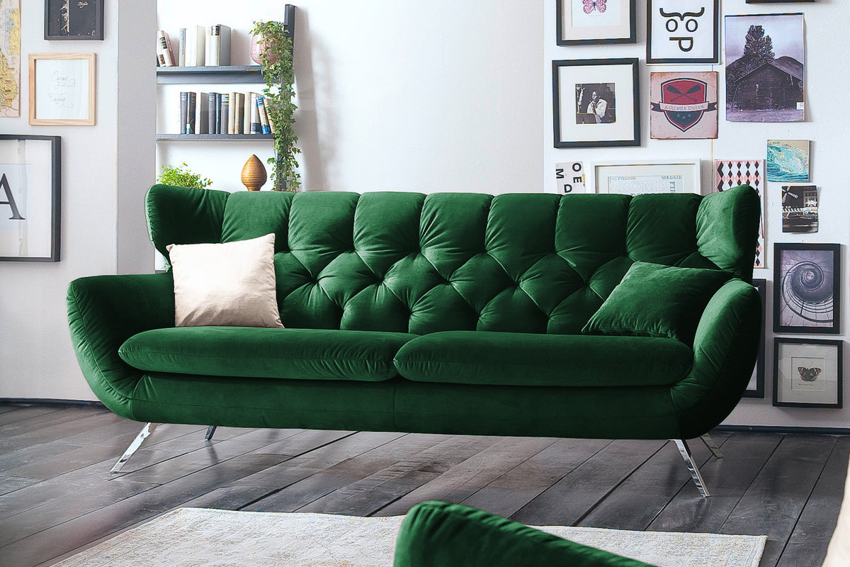 KAWOLA Sofa CHARME Velvet smaragd, 3-Sitzer