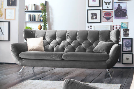 KAWOLA Sofa CHARME Velvet stone, 2-Sitzer
