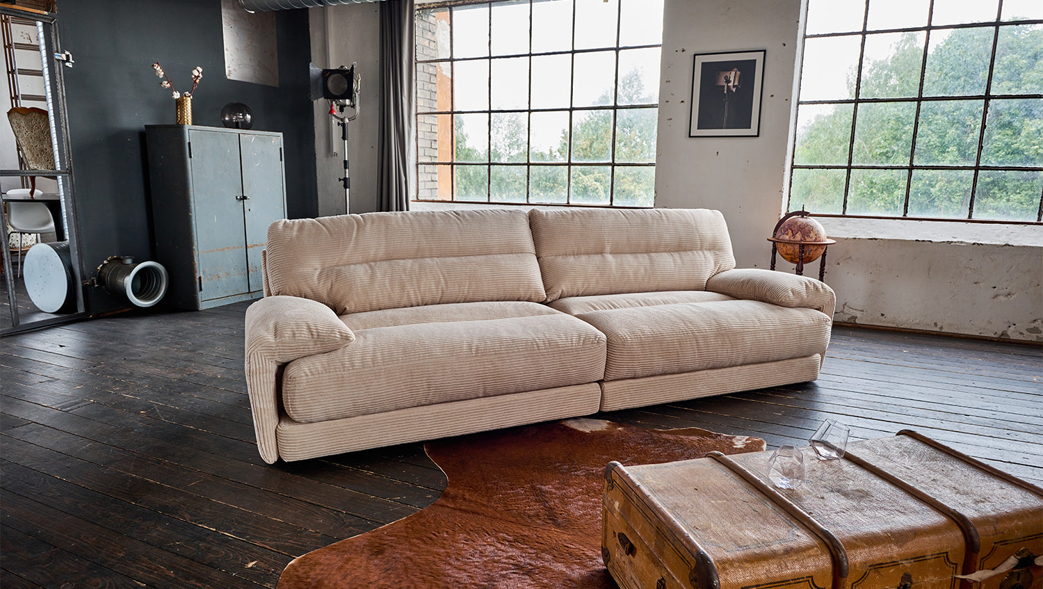 KAWOLA Sofa CINE XXL-Sofa 3-Sitzer Cord braun