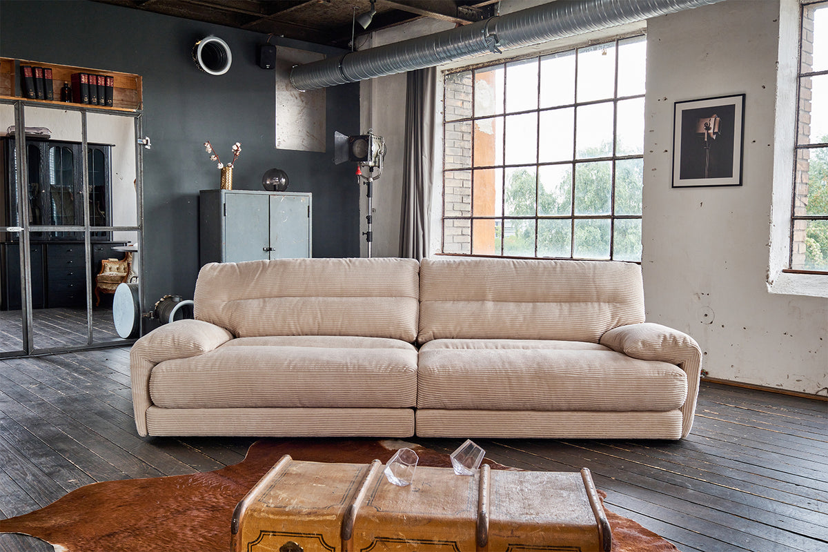 KAWOLA Sofa CINE XXL-Sofa 3-Sitzer Cord braun