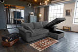 KAWOLA Sofa DAMETO Ecksofa Bettsofa Schlafsofa mit Stauraum Cord grau