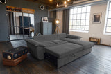 KAWOLA Sofa DAMETO Ecksofa Bettsofa Schlafsofa mit Stauraum Cord grau