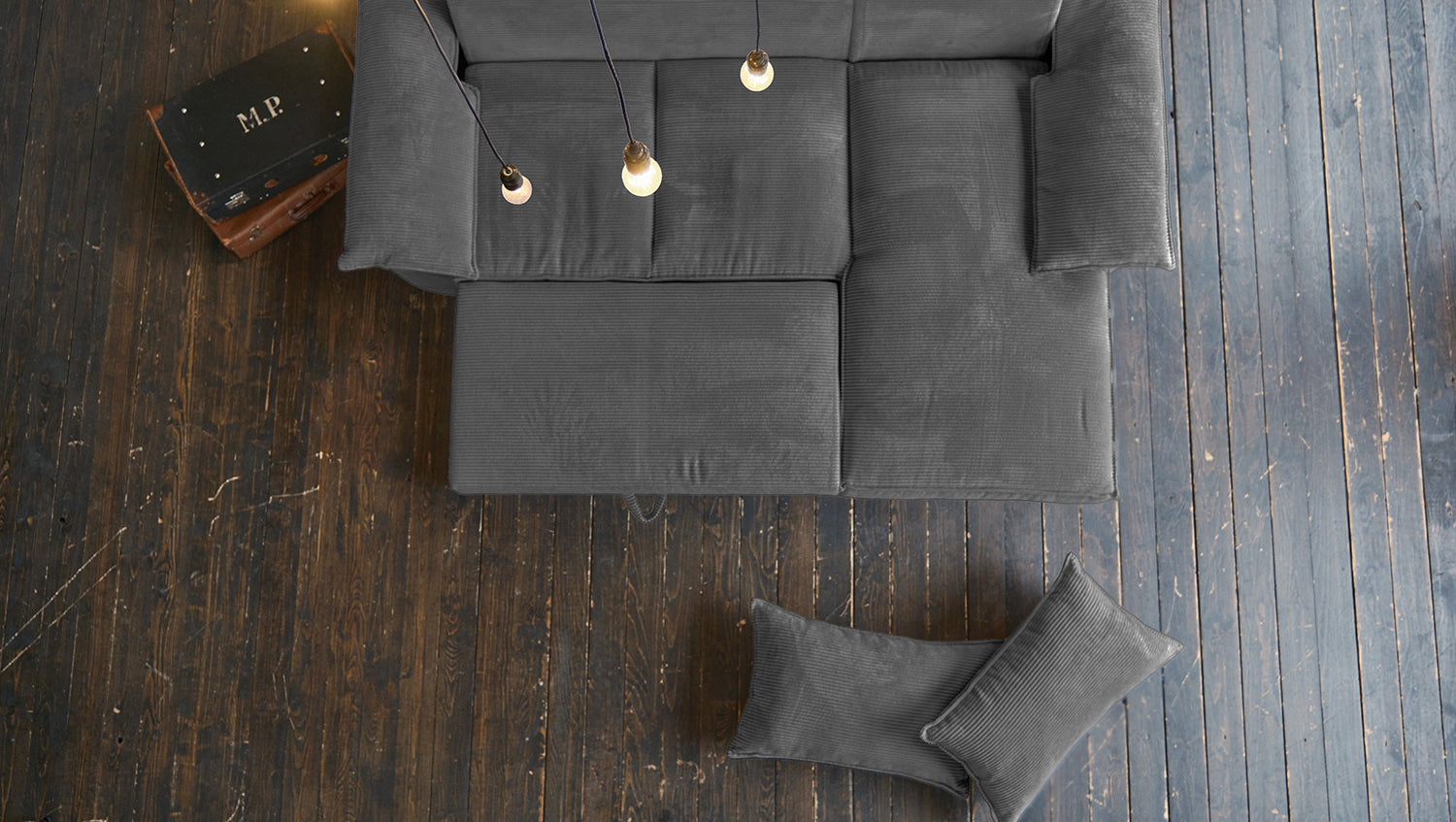 KAWOLA Sofa DAMETO Ecksofa Bettsofa Schlafsofa mit Stauraum Cord grau