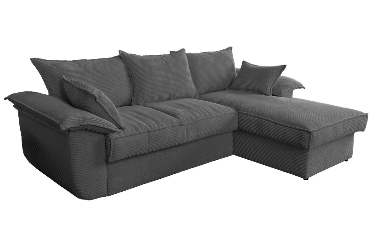 KAWOLA Sofa DAMETO Ecksofa Bettsofa Schlafsofa mit Stauraum Cord grau