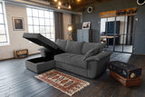 KAWOLA Sofa DAMETO Ecksofa Bettsofa Schlafsofa mit Stauraum Cord grau