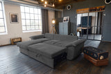 KAWOLA Sofa DAMETO Ecksofa Bettsofa Schlafsofa mit Stauraum Cord grau