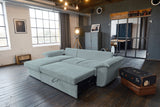 KAWOLA Sofa DAMETO Ecksofa Bettsofa Schlafsofa mit Stauraum Cord hellblau