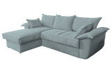 KAWOLA Sofa DAMETO Ecksofa Bettsofa Schlafsofa mit Stauraum Cord hellblau