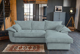 KAWOLA Sofa DAMETO Ecksofa Bettsofa Schlafsofa mit Stauraum Cord hellblau