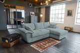 KAWOLA Sofa DAMETO Ecksofa Bettsofa Schlafsofa mit Stauraum Cord hellblau