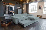 KAWOLA Sofa DAMETO Ecksofa Bettsofa Schlafsofa mit Stauraum Cord hellblau