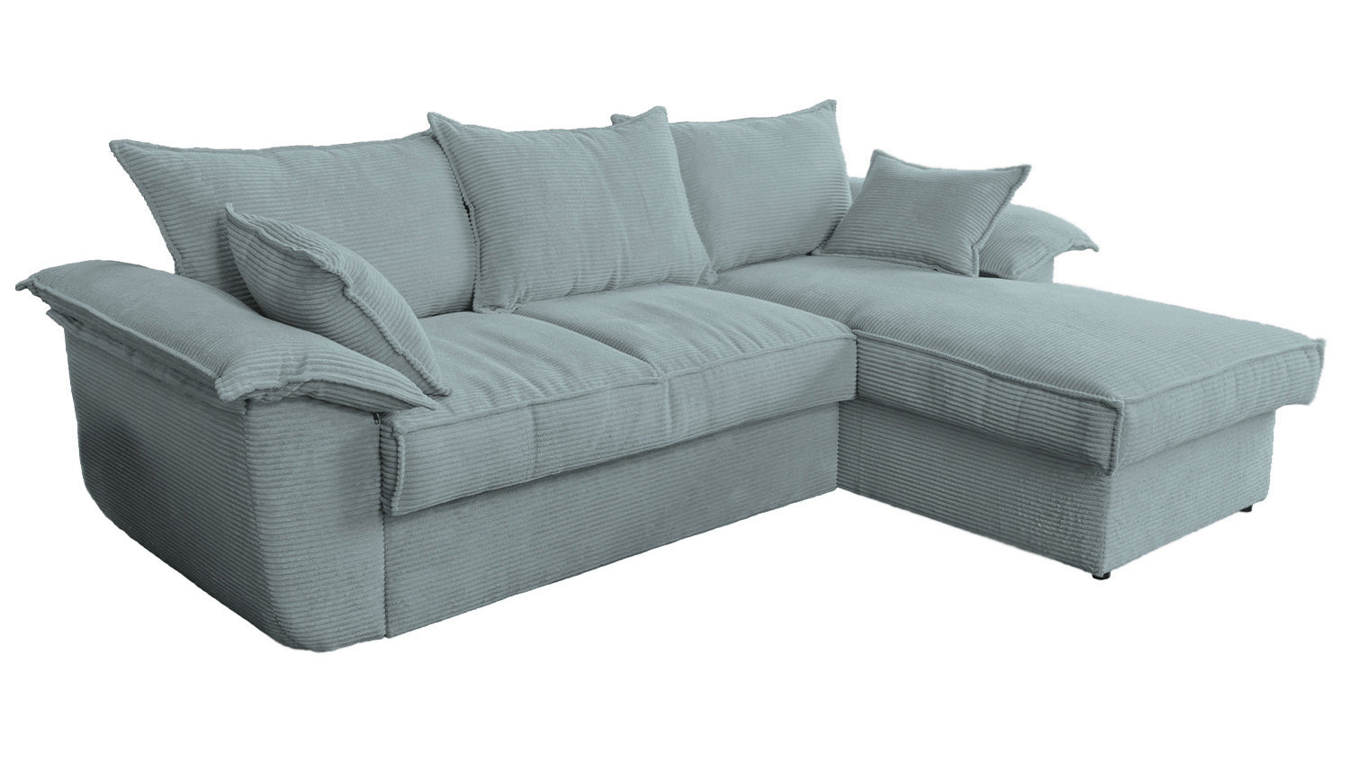 KAWOLA Sofa DAMETO Ecksofa Bettsofa Schlafsofa mit Stauraum Cord hellblau