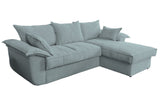 KAWOLA Sofa DAMETO Ecksofa Bettsofa Schlafsofa mit Stauraum Cord hellblau